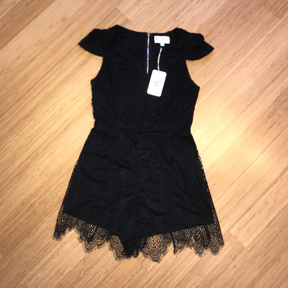 Black lace romper NWT